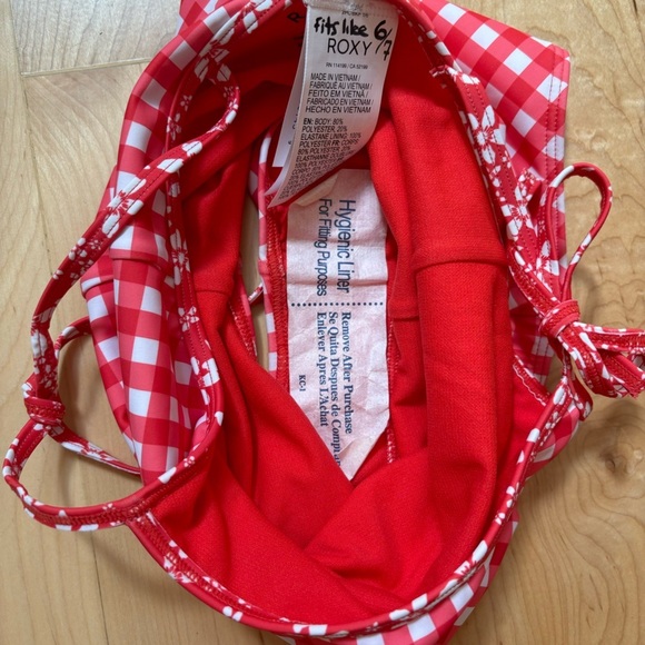 NWOT Roxy Red White Gingham One Piece Swimsuit - Picture 7 of 12